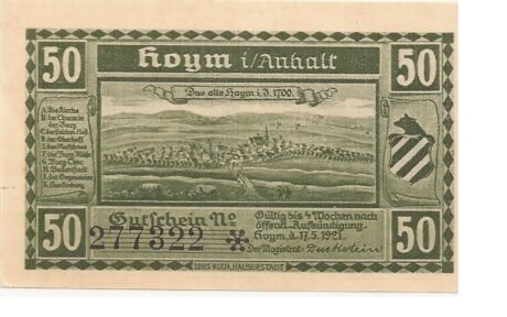 Аверс банкноты 50 fenigów (Niemcy) 1921