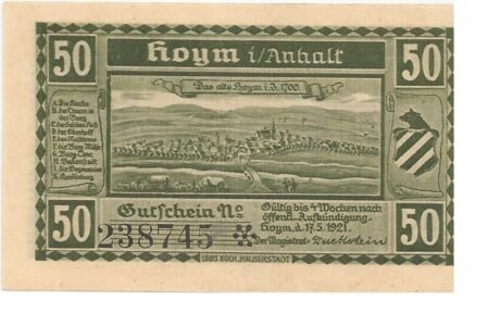 Аверс банкноты 50 fenigów (Niemcy) 1921