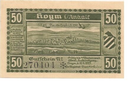 Аверс банкноты 50 fenigów (Niemcy) 1921