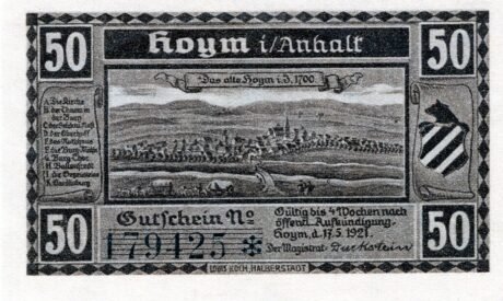 Аверс банкноты 50 пфеннигов (Германия) 1921 года