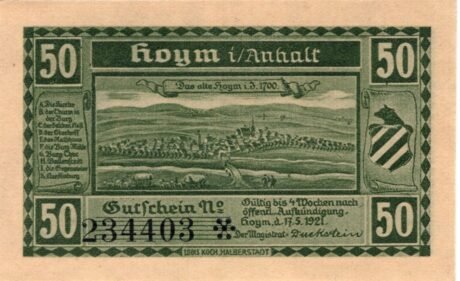 Аверс банкноты 50 fenigów (Niemcy) 1921