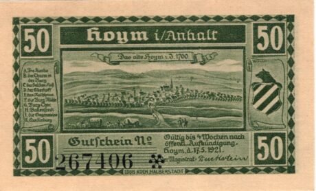 Аверс банкноты 50 fenigów (Niemcy) 1921