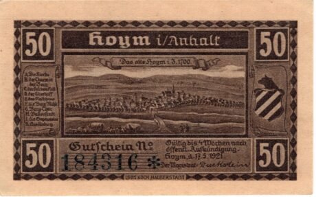 Аверс банкноты 50 пфеннигов (Германия) 1921 года