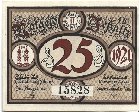 Аверс банкноты 25 fenigów (Niemcy)