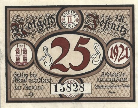 Аверс банкноты 25 fenigów (Niemcy)