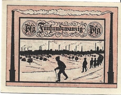 Реверс банкноты 25 fenigów (Niemcy) 1921