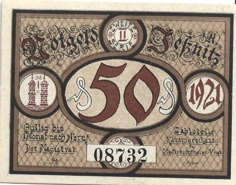 Аверс банкноты 50 fenigów (Niemcy)