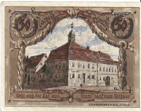 Реверс банкноты 50 fenigów (Niemcy)