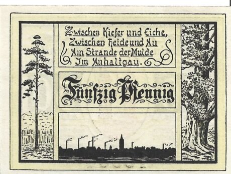 Реверс банкноты 50 fenigów (Niemcy) 1921