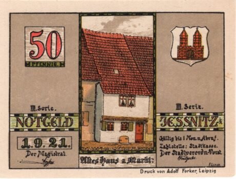 Аверс банкноты 50 fenigów (Niemcy) 1921