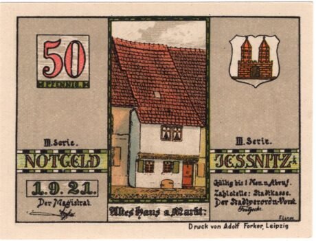 Аверс банкноты 50 fenigów (Niemcy) 1921