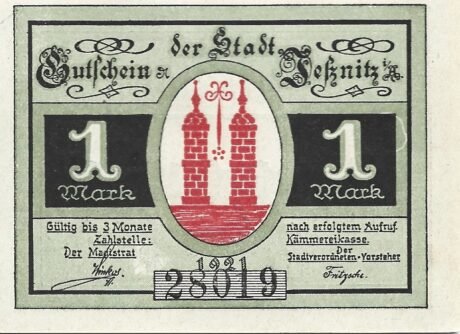 Аверс банкноты 1 marka (Niemcy) 1921