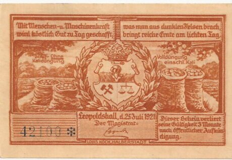 Аверс банкноты 25 fenigów (Niemcy) 1921