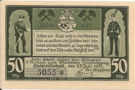 Аверс банкноты 50 fenigów (Niemcy) 1921