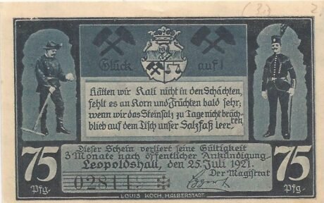 Аверс банкноты 75 пфеннигов (Германия) 1921 года