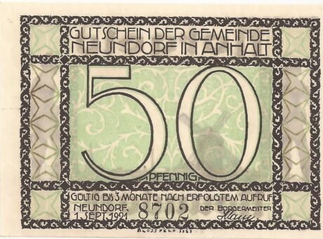 Аверс банкноты 50 fenigów (Niemcy) 1921