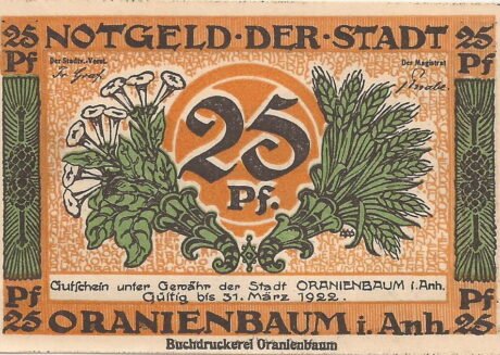 Аверс банкноты 25 fenigów (Niemcy)