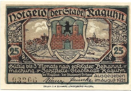 Аверс банкноты 25 fenigów (Niemcy) 1921