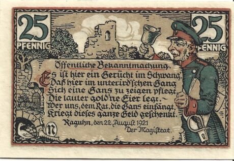 Реверс банкноты 25 fenigów (Niemcy) 1921