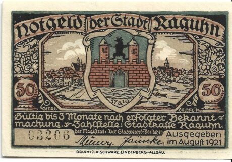 Аверс банкноты 50 fenigów (Niemcy) 1921