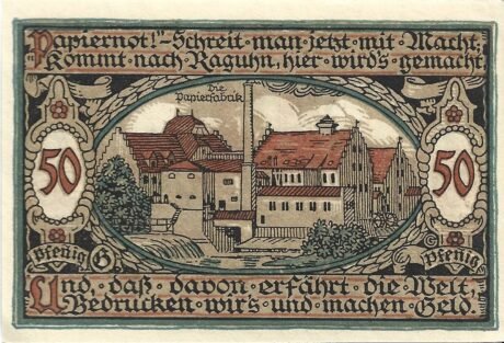 Реверс банкноты 50 fenigów (Niemcy) 1921