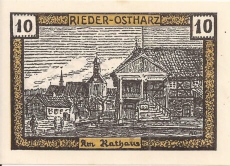 Реверс банкноты 10 fenigów (Niemcy) 1921