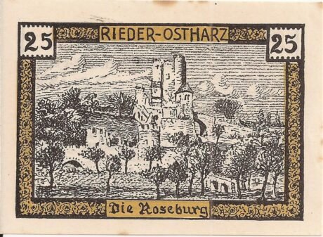 Rewers banknotu 25 fenigów (Niemcy) 1921