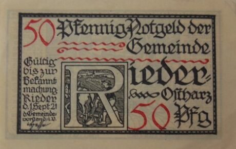 Аверс банкноты 50 fenigów (Niemcy) 1921