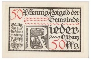 Аверс банкноты 50 fenigów (Niemcy) 1921