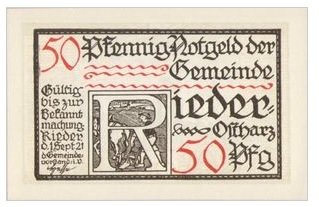 Аверс банкноты 50 fenigów (Niemcy) 1921