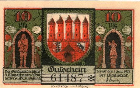 Аверс банкноты 10 fenigów (Niemcy) 1921