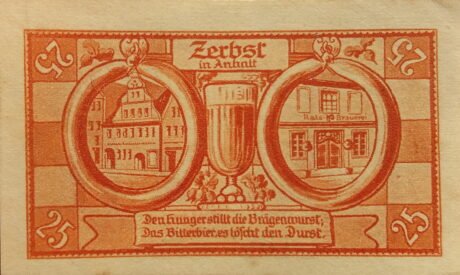 Реверс банкноты 25 fenigów (Niemcy) 1921