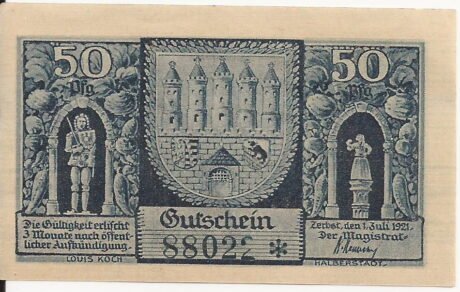 Аверс банкноты 50 fenigów (Niemcy) 1921