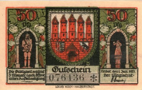 Аверс банкноты 50 fenigów (Niemcy) 1921