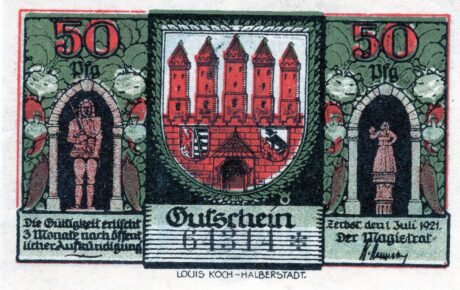 Аверс банкноты 50 fenigów (Niemcy) 1921