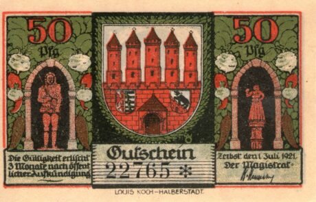 Аверс банкноты 50 fenigów (Niemcy) 1921