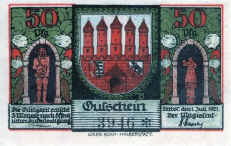 Аверс банкноты 50 fenigów (Niemcy) 1921