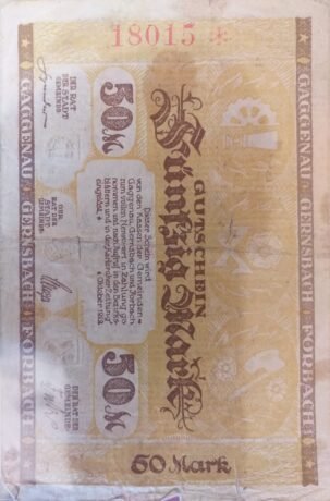 Аверс банкноты 50 Gaggenau, Gernsbach i Forbach (Niemcy) 1922