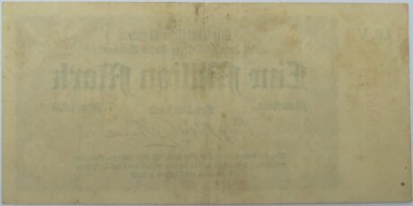 Реверс банкноты 1000000 marek Badische Bank (Niemcy) 1923