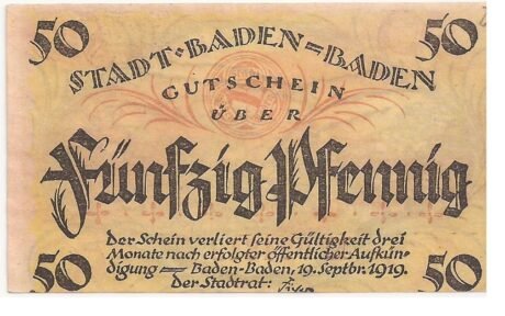 Аверс банкноты 50 fenigów (Niemcy) 1919