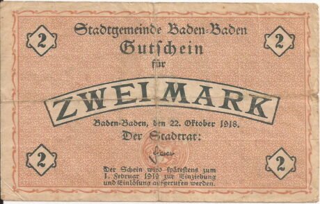 Аверс банкноты 2 marki (Niemcy) 1918