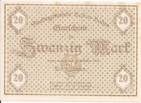 Аверс банкноты 20 marek (Niemcy) 1918