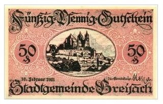 Реверс банкноты 50 fenigów (Niemcy) 1921