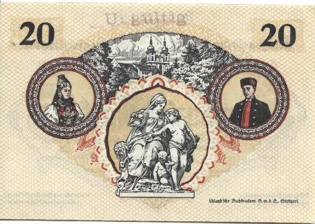 Реверс банкноты 20 marek (Niemcy) 1919