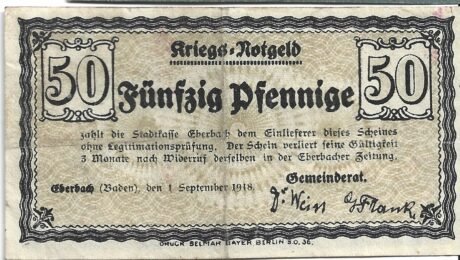 Аверс банкноты 50 fenigów (Niemcy) 1918