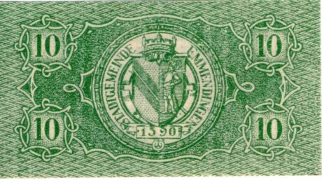 Реверс банкноты 10 fenigów (Niemcy) 1917