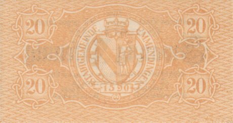 Реверс банкноты 20 fenigów (Niemcy) 1917