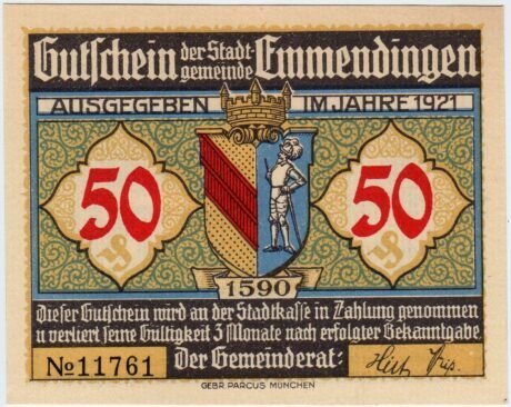 Аверс банкноты 50 fenigów (Niemcy) 1921