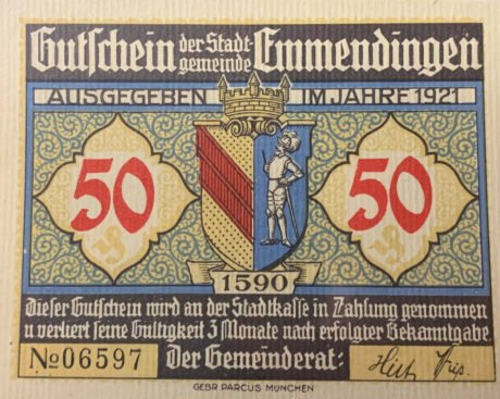 Аверс банкноты 50 fenigów (Niemcy) 1921
