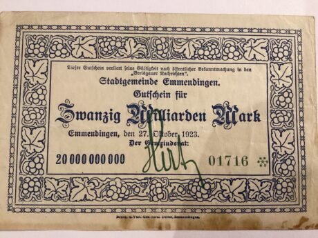Аверс банкноты 20000000000 marek (Niemcy) 1923